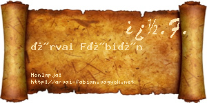 Árvai Fábián névjegykártya